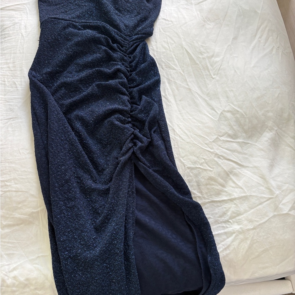 Windsor Midnight Blue Ruched Mini Dress - Picture 2 of 4